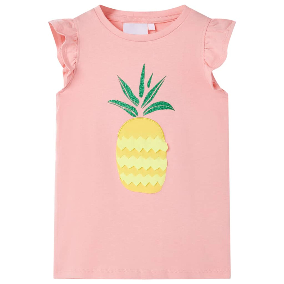 Vidaxl (, 128 (7-8Y)) Kids' T-Shirt Short Sleeves Tee Children T Shirt Toddler Top Neon Coral 92 Pink