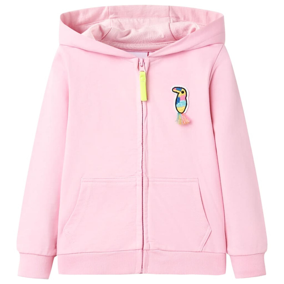 New Vidaxl Girls (104 (3-4Y)) Kids' Hooded Sweatshirt With Zip Toddler Children Pullover Hoodie Bright Pink