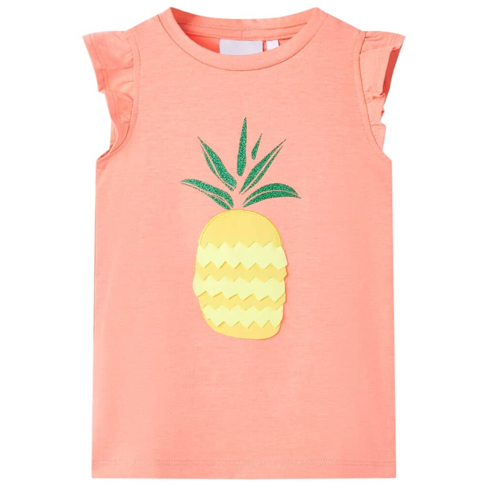 Vidaxl (, 116 (5-6Y)) Kids' T-Shirt Short Sleeves Tee Children T Shirt Toddler Top Neon 92 Coral