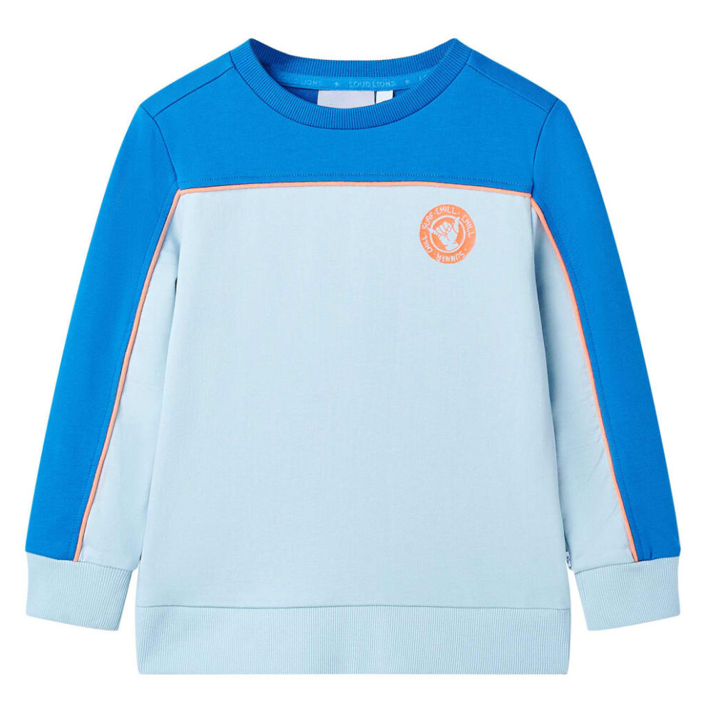 (140 (9-10y)) Kids' Sweatshirt Children Long Sleeves Pullover Top Bright Blue and Light Blue