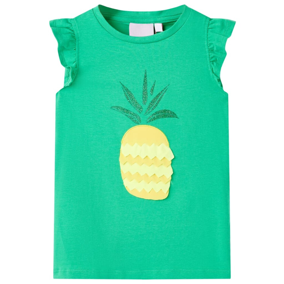 Vidaxl (, 116 (5-6Y)) Kids' T-Shirt Short Sleeves Tee Children T Shirt Toddler Top Neon Coral 92 Green