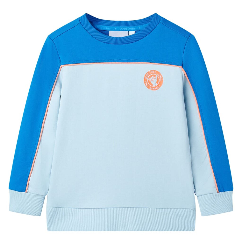 (116 (5-6y)) Kids' Sweatshirt Children Long Sleeves Pullover Top Bright Blue and Light Blue