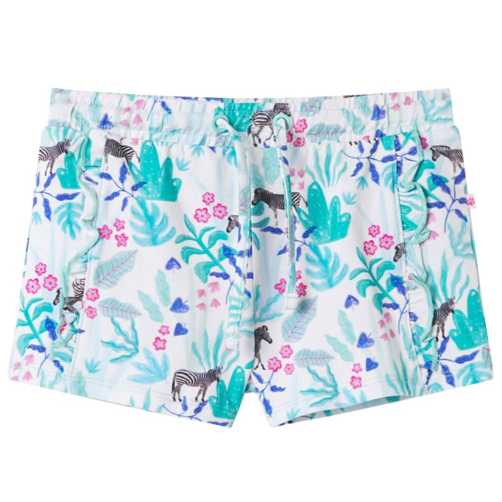 Vidaxl (128 (7-8Y)) Kids' Shorts With Drawstring Pants Elasticated Waist Shorts Ecru And Dark Mint Not,Specified