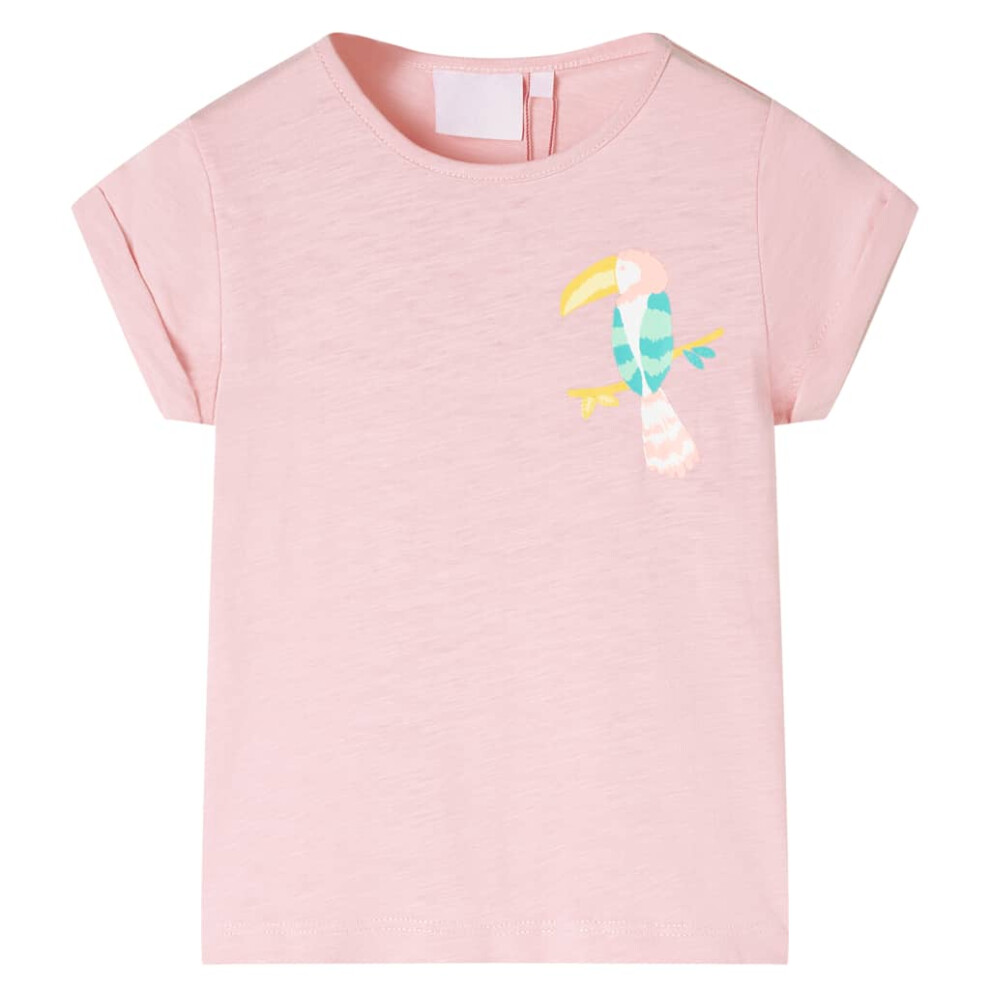 Vidaxl (116 (5-6Y)) Kids' T-Shirt Short Sleeves Tee Children's T Shirt Toddler Top Light 140 Pink