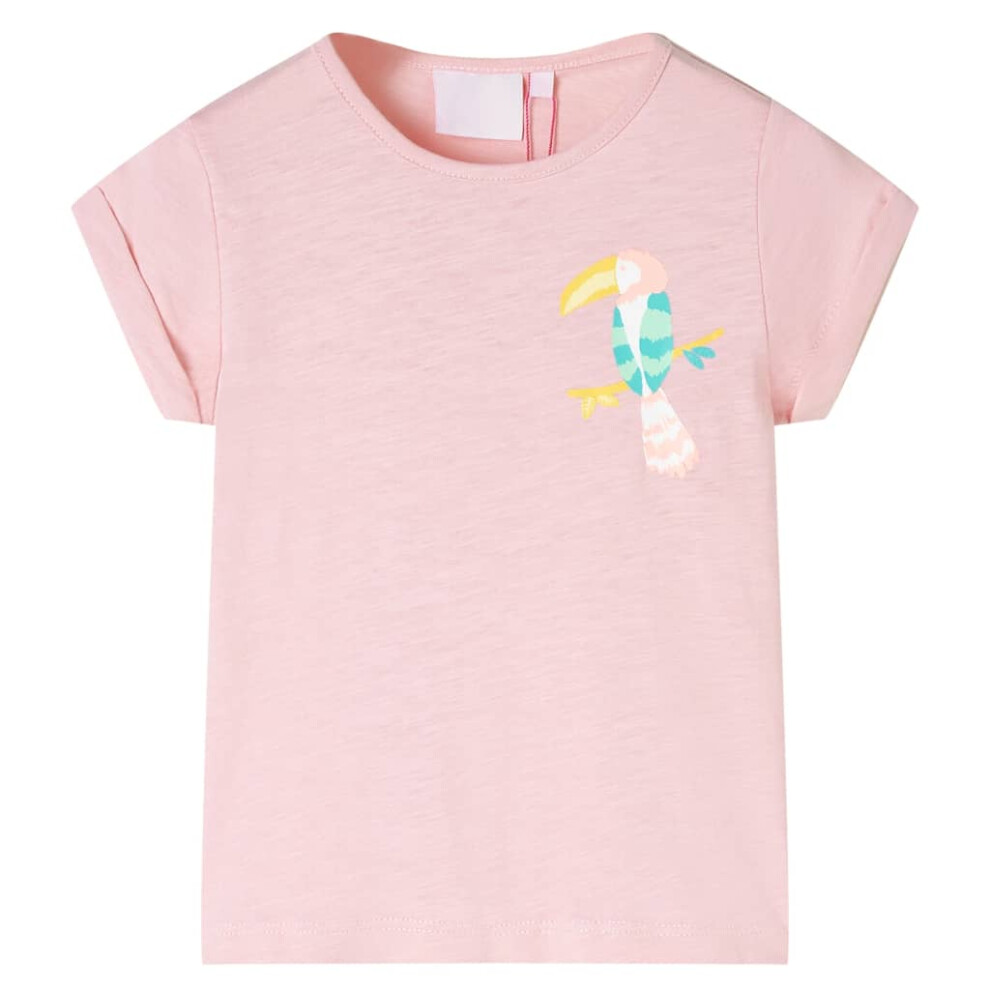 (140 (9-10y)) Kids' T-shirt Short Sleeves Tee Children's T Shirt Toddler Top Light Pink 140