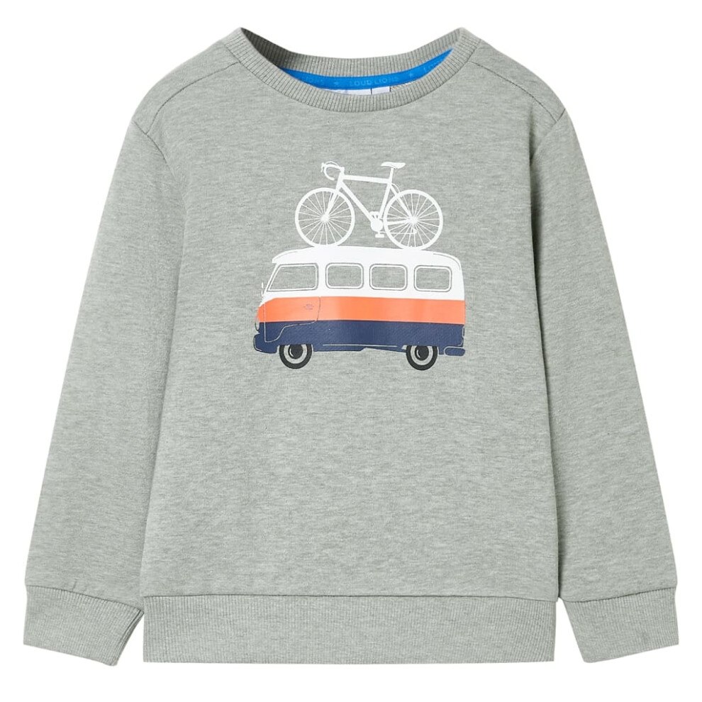 (128 (7-8y)) Kids' Sweatshirt Children Long Sleeves Pullover Kids' Top Light Khaki Melange