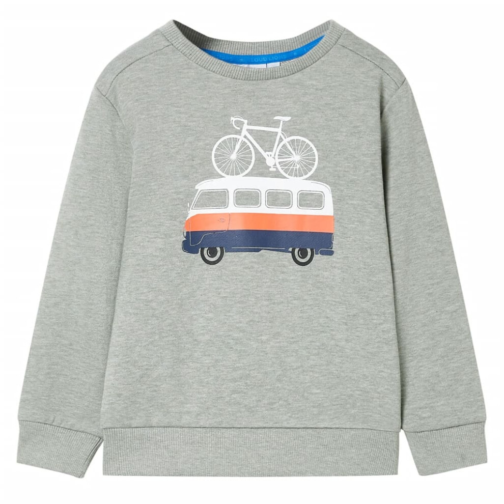 (104 (3-4y)) Kids' Sweatshirt Children Long Sleeves Pullover Kids' Top Light Khaki Melange