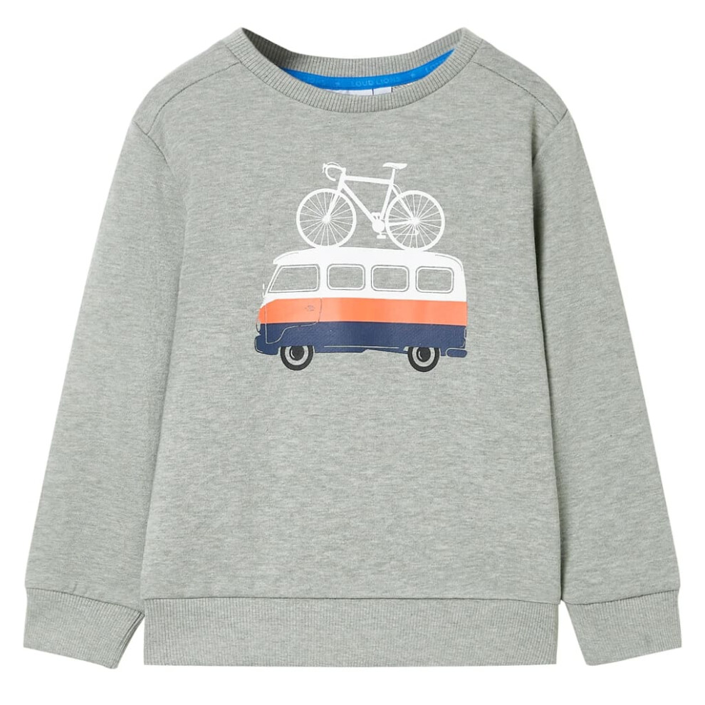 (140 (9-10y)) Kids' Sweatshirt Children Long Sleeves Pullover Kids' Top Light Khaki Melange