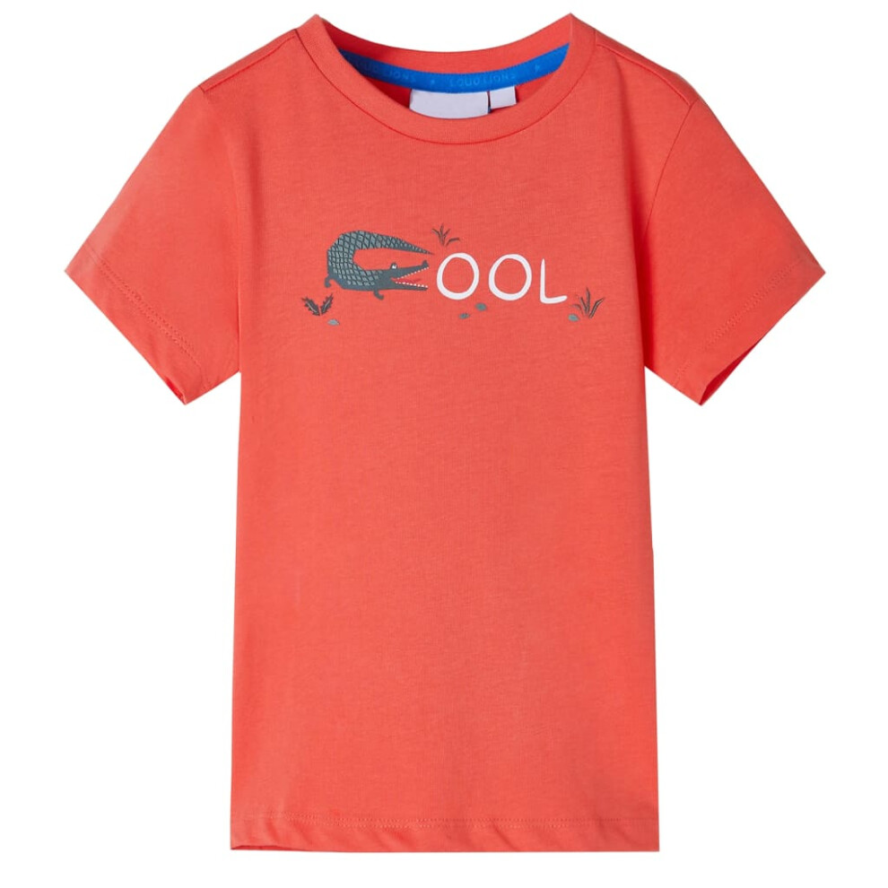 (red, 116 (5-6y)) Kids' T-shirt with Short Sleeves Children's T Shirt Tee Top Crocodile Design