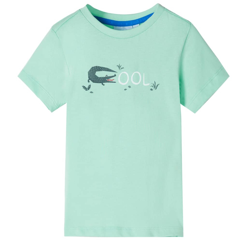 (green, 128 (7-8y)) Kids' T-shirt with Short Sleeves Children's T Shirt Tee Top Crocodile Design