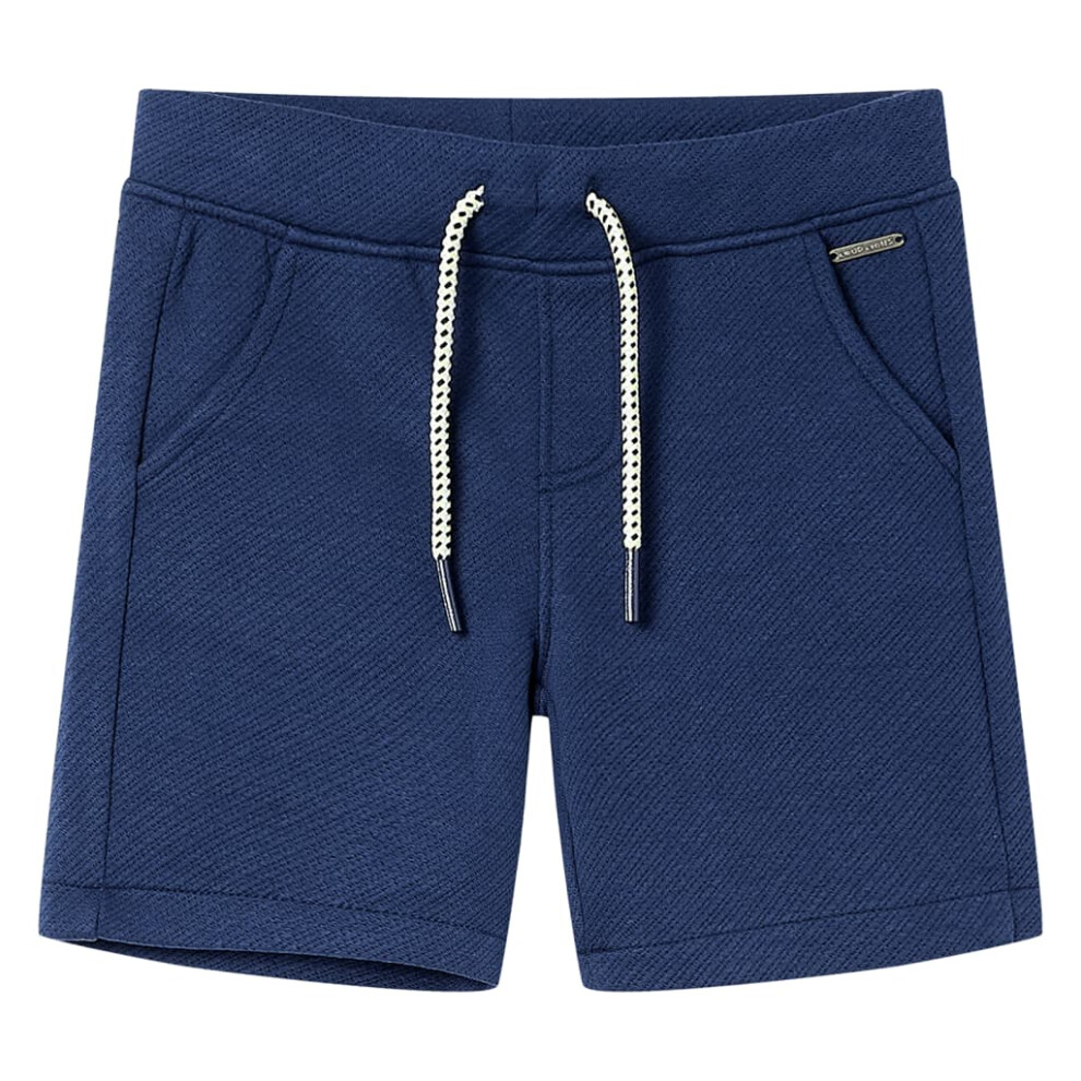 (140 (9-10y)) Kids' Shorts with Drawstring Children Pants Elasticated Waist Shorts Dark Blue