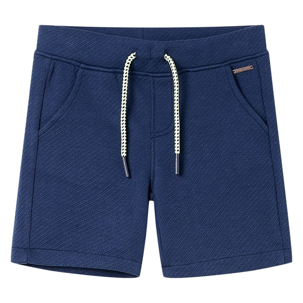 (116 (5-6y)) Kids' Shorts with Drawstring Children Pants Elasticated Waist Shorts Dark Blue