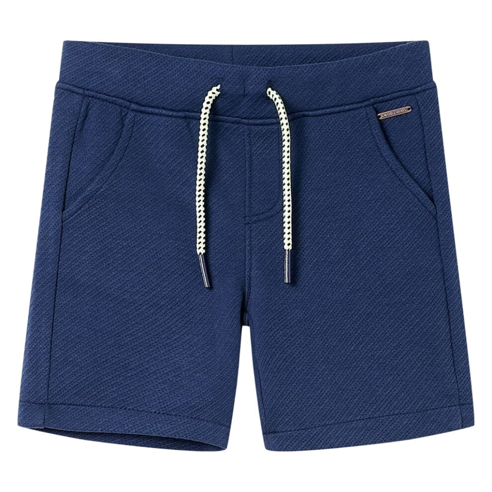 (104 (3-4y)) Kids' Shorts with Drawstring Children Pants Elasticated Waist Shorts Dark Blue