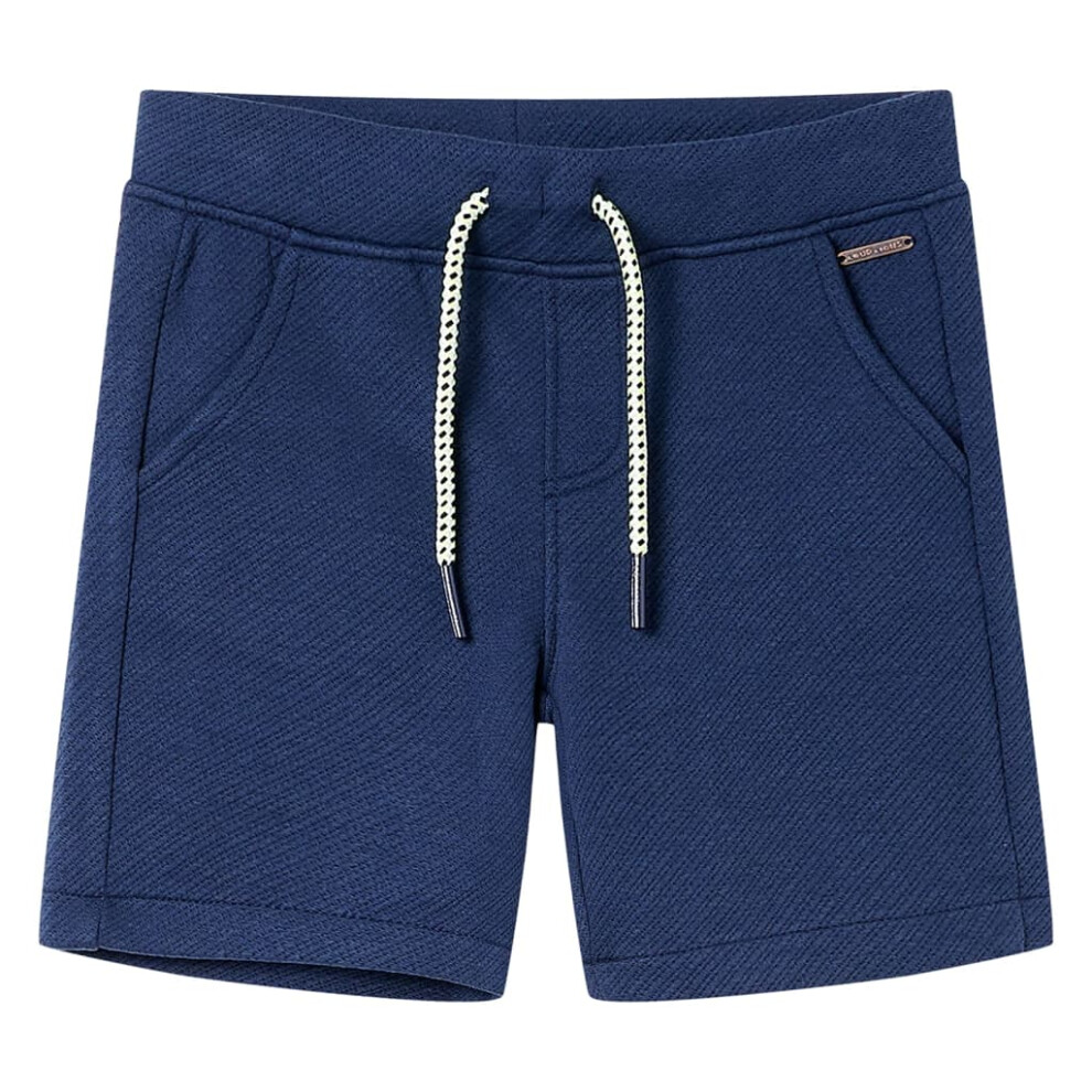 Vidaxl (104 (3-4Y)) Kids' Shorts With Drawstring Children Pants Elasticated Waist Shorts Dark Blue