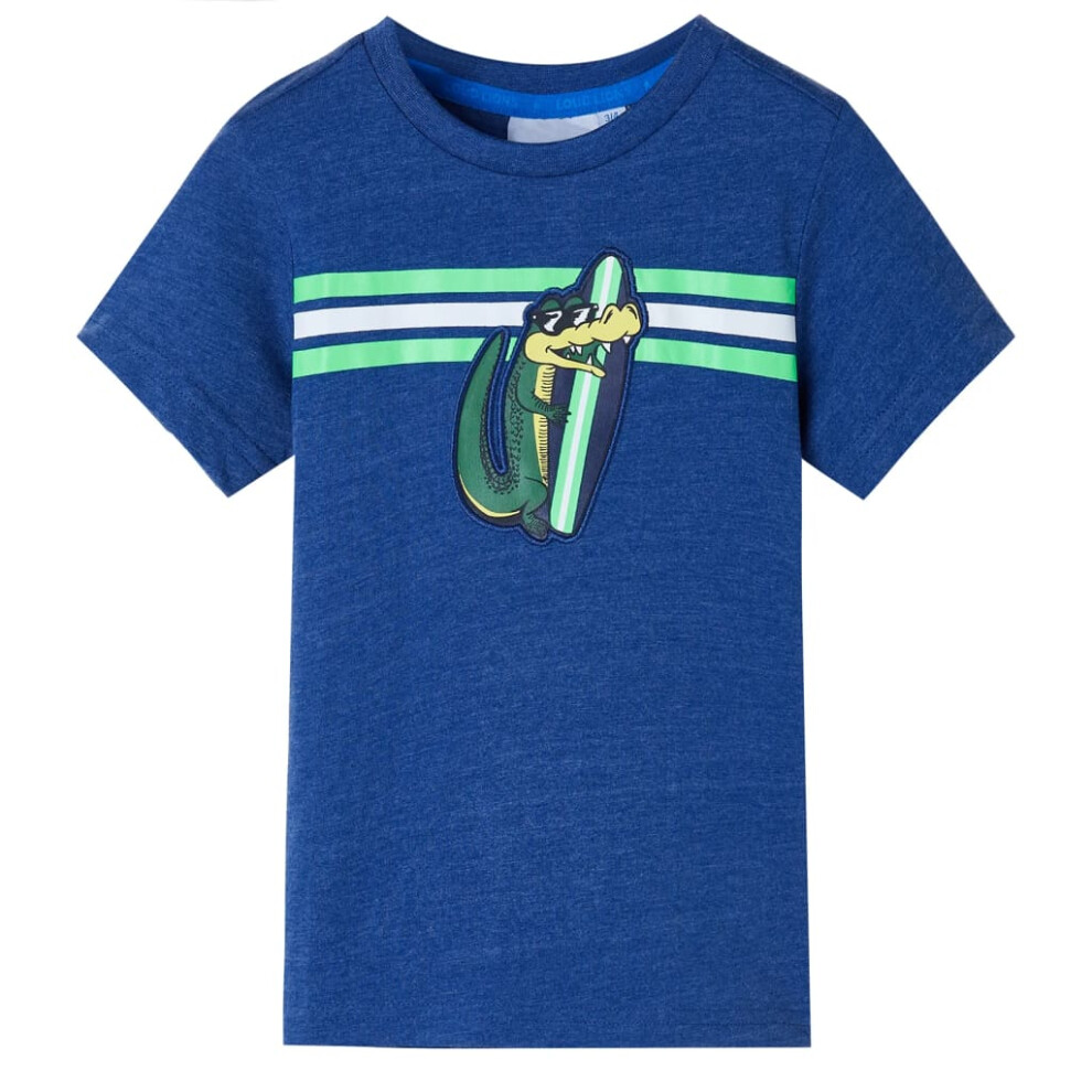 Vidaxl (128 (7-8Y)) Kids' T-Shirt Short Sleeves Tee Children T Shirt Toddler Top Dark Melange Blue