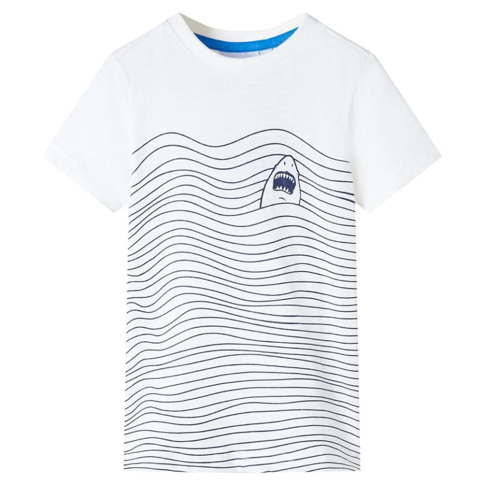 (ecru, 116 (5-6y)) Kids' T-shirt Short Sleeves Children's T Shirt Toddler Tee Shark Print Neon