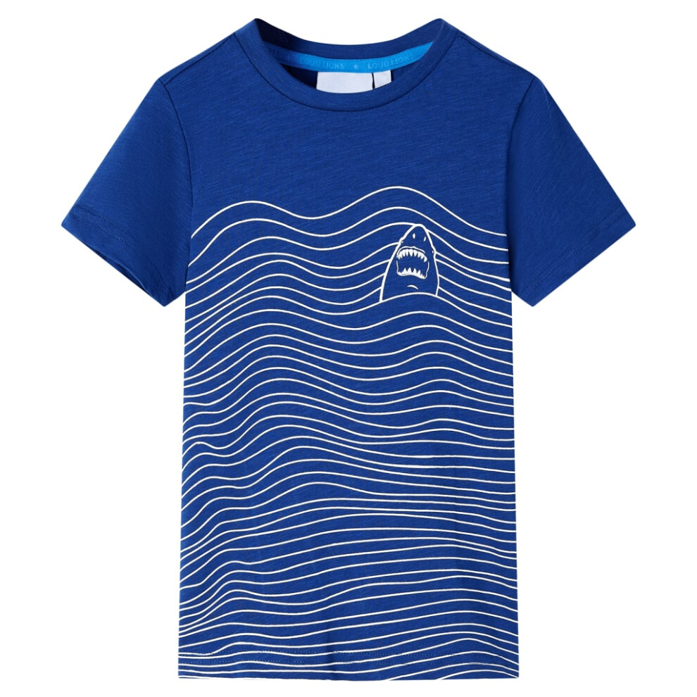 (blue, 104 (3-4y)) Kids' T-shirt Short Sleeves Children's T Shirt Toddler Tee Shark Print Neon