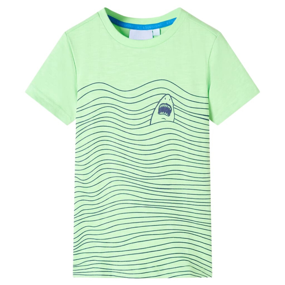 (green, 116 (5-6y)) Kids' T-shirt Short Sleeves Children's T Shirt Toddler Tee Shark Print Neon