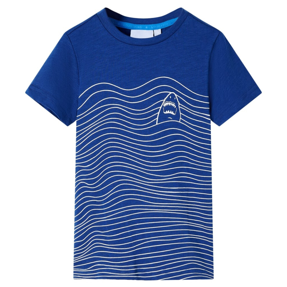 (blue, 128 (7-8y)) Kids' T-shirt Short Sleeves Children's T Shirt Toddler Tee Shark Print Neon