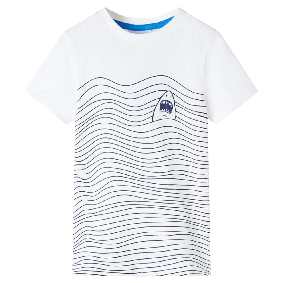 (ecru, 104 (3-4y)) Kids' T-shirt Short Sleeves Children's T Shirt Toddler Tee Shark Print Neon