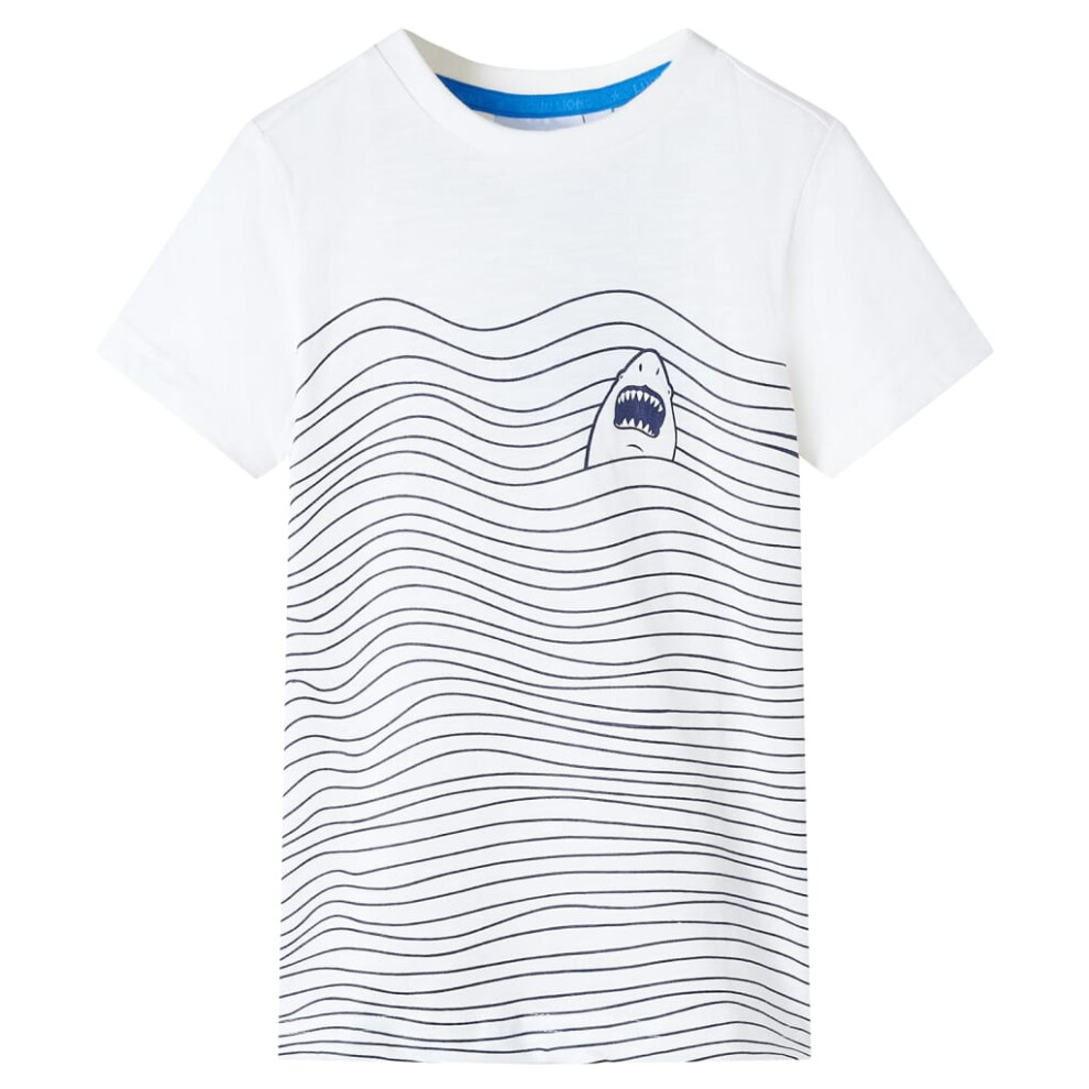 Vidaxl (Ecru, 104 (3-4Y)) Kids' T-Shirt Short Sleeves Children's T Shirt Toddler Tee Shark Print Neon