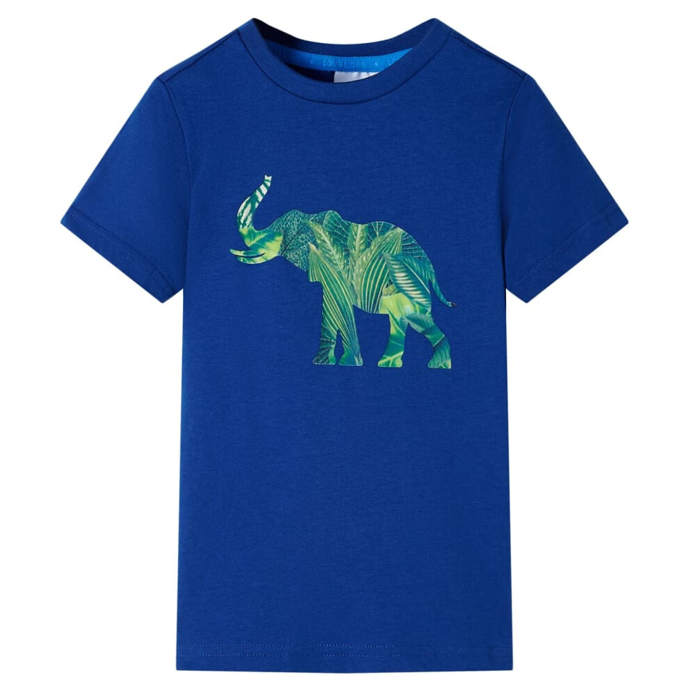 Vidaxl (, 116 (5-6Y)) Kids' T-Shirt Short Sleeves Children's T Shirt Tee Toddler Top Elephant Print Blue