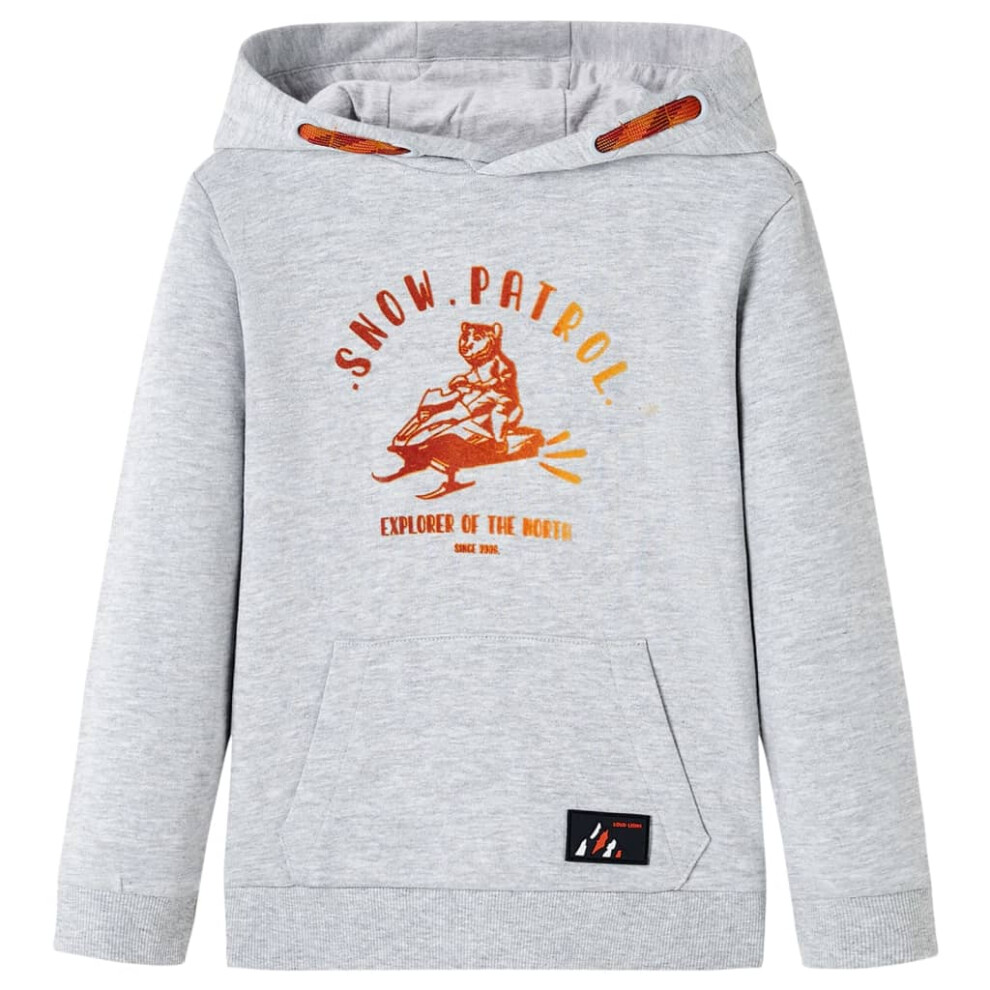 (grey, 128 (7-8y)) Kids' Hooded Sweatshirt Children Pullover Hoodie Navy Melange and Orange 104