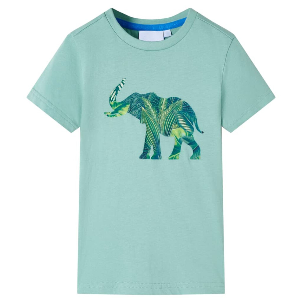 (khaki, 104 (3-4y)) Kids' T-shirt Short Sleeves Children's T Shirt Tee Toddler Top Elephant Print