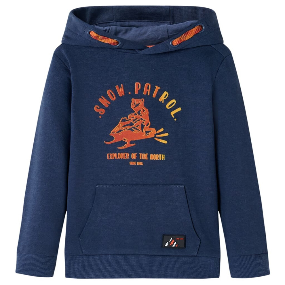 (navy, 92 (1.5-2y)) Kids' Hooded Sweatshirt Children Pullover Hoodie Navy Melange and Orange 104