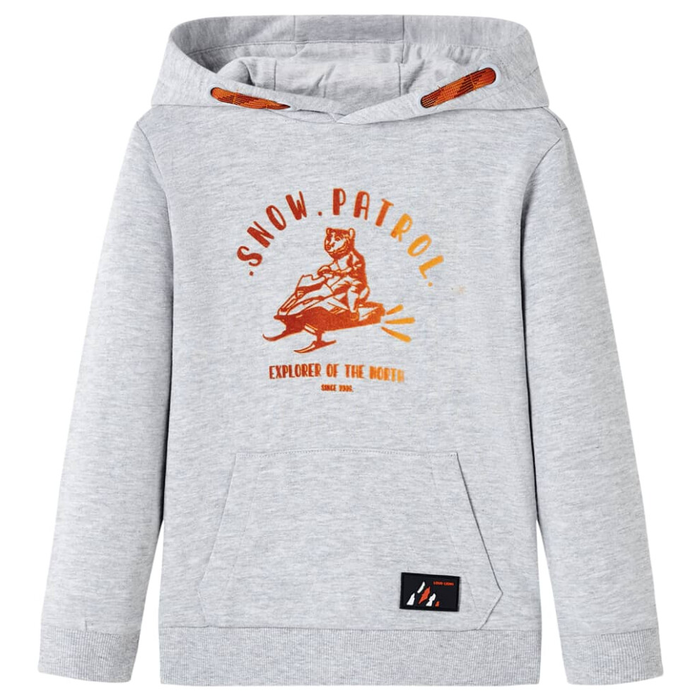 Vidaxl (Grey, 116 (5-6Y)) Kids' Hooded Sweatshirt Children Pullover Hoodie Navy Melange And Orange 104 Blue,Orange,Grey