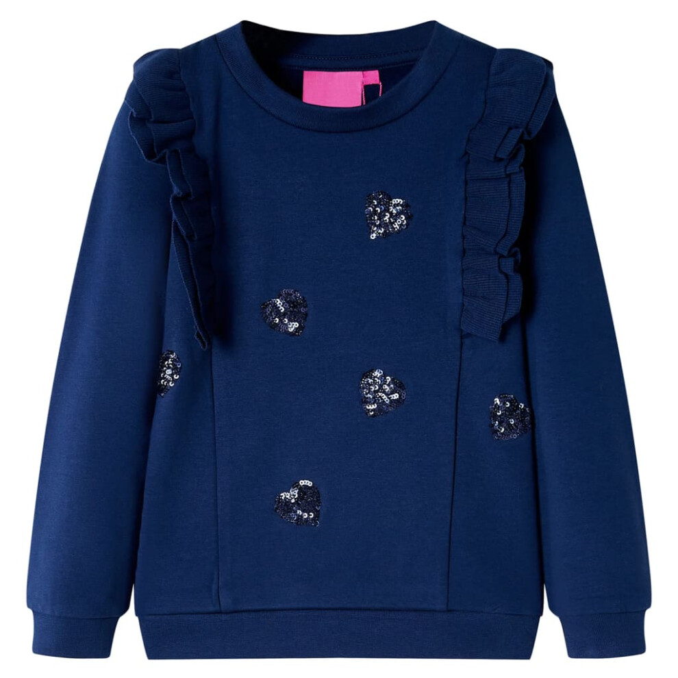 (navy, 104 (3-4y)) Kids' Sweatshirt Children's Long Sleeves Pullover Toddler Top Heart Design