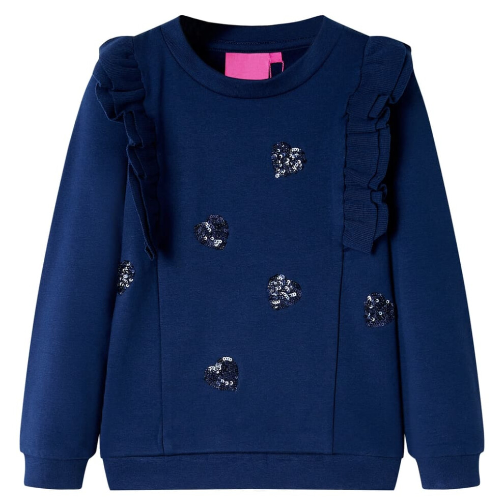 (navy, 128 (7-8y)) Kids' Sweatshirt Children's Long Sleeves Pullover Toddler Top Heart Design