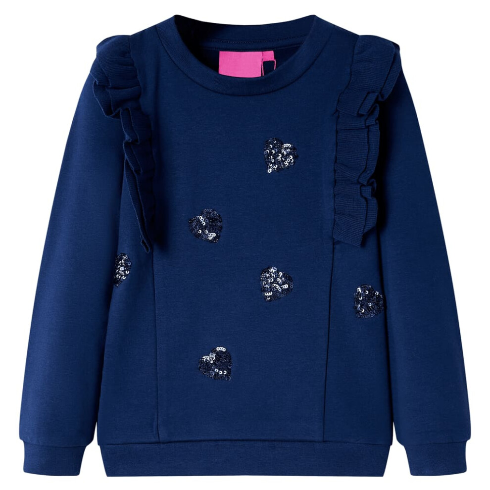 (navy, 92 (1.5-2y)) Kids' Sweatshirt Children's Long Sleeves Pullover Toddler Top Heart Design