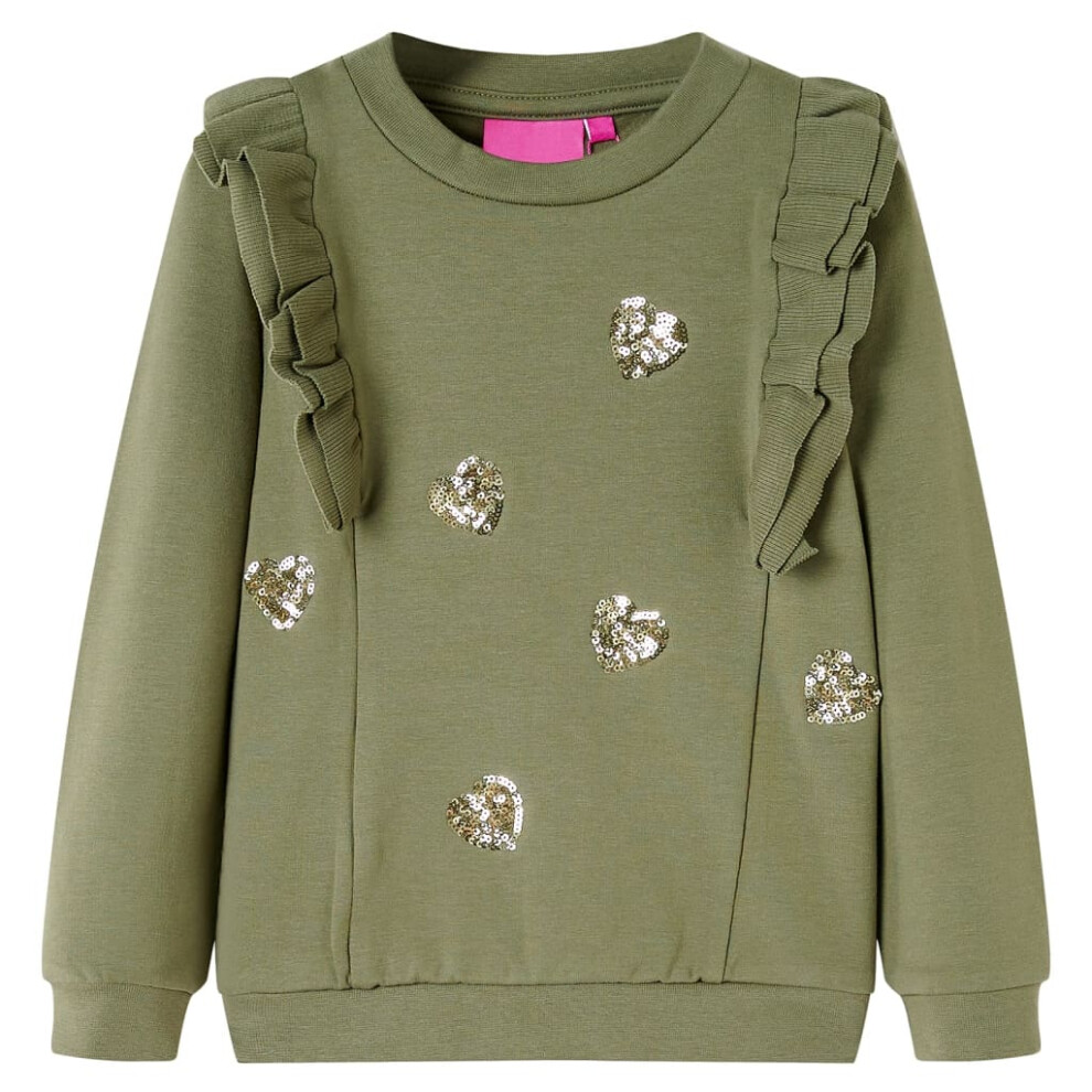 Vidaxl (Khaki, 116 (5-6Y)) Kids' Sweatshirt Children's Long Sleeves Pullover Toddler Top Heart Design