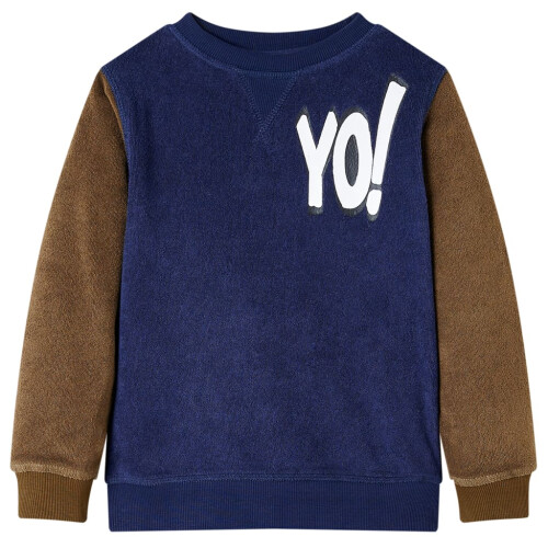 VidaXL (116 (5-6y)) Kids' Sweatshirt Children Long Sleeves Pullover Patchwork Design Dark Navy
