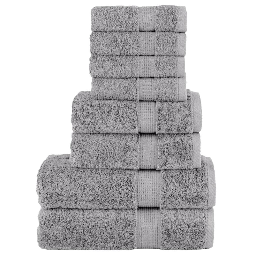 Vidaxl (Grey) Premium Towel Set 8 Piece Absorbent Shower Towel Bath Towels 600 Gsm