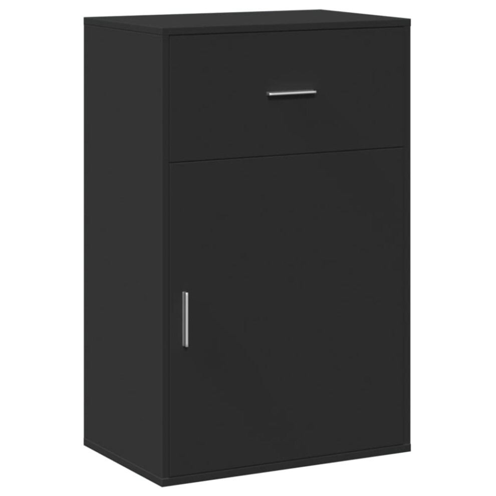 (black) vidaXL Storage Cabinet Side Cabinet Sideboard Storage Cupboard Engineered Wood