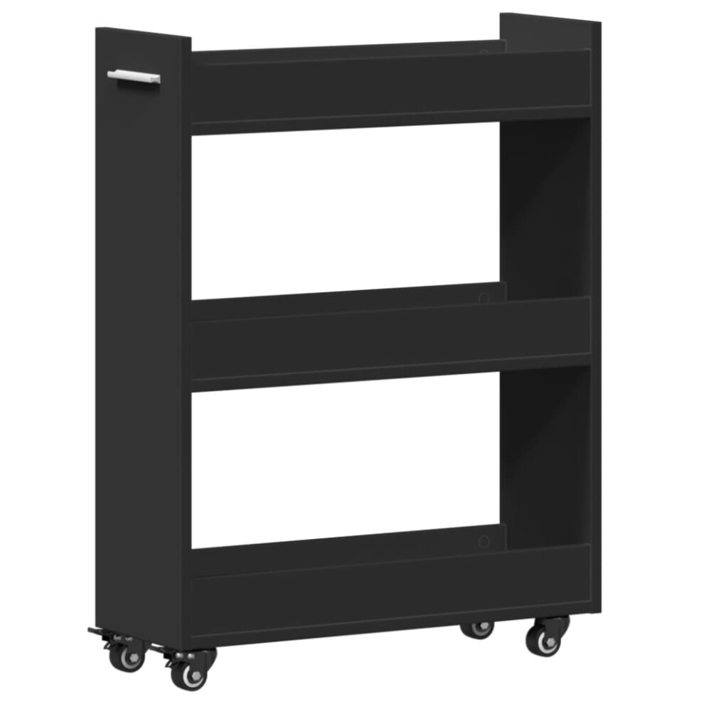 (black) vidaXL Cabinet with Wheels Storage Cart Hallway Side Table Engineered Wood