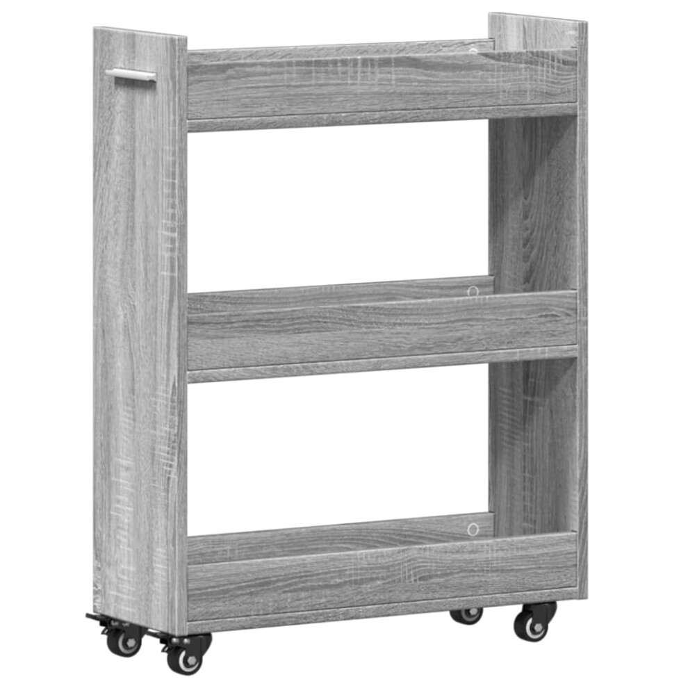 (grey sonoma) vidaXL Cabinet with Wheels Storage Cart Hallway Side Table Engineered Wood