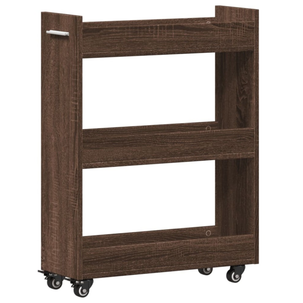 (brown oak) vidaXL Cabinet with Wheels Storage Cart Hallway Side Table Engineered Wood