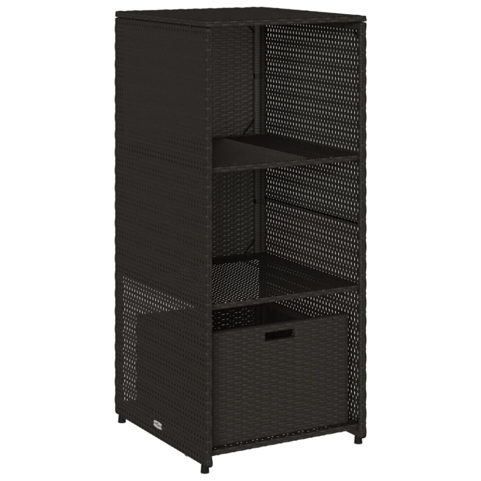 Vidaxl (Black) Garden Storage Cabinet Outdoor Storage Box Cupboard Black Poly Rattan