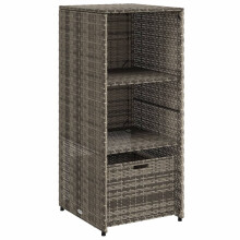 (grey) vidaXL Garden Storage Cabinet Outdoor Storage Box Cupboard Black Poly Rattan