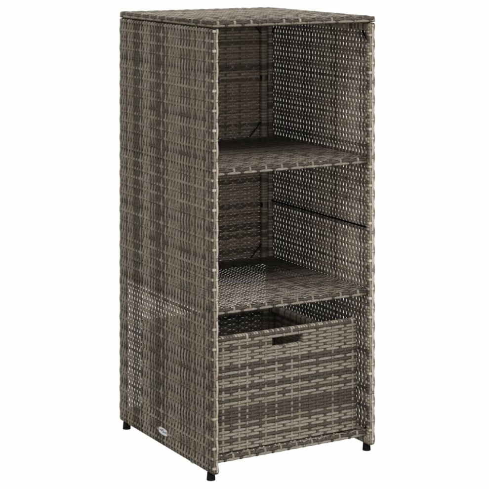(grey) vidaXL Garden Storage Cabinet Outdoor Storage Box Cupboard Black Poly Rattan