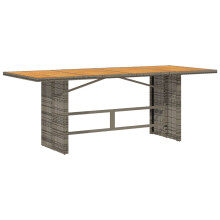 (grey) vidaXL Garden Table with Glass Top Outdoor Dining Table Beige Poly Rattan