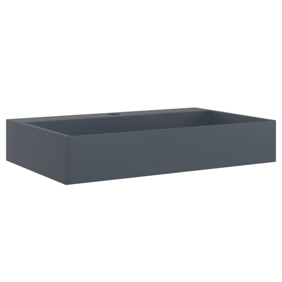 Vidaxl (Anthracite, 60 X 38 X 11 Cm) Wash Basin Vessel Sink Countertop Basin Sink Mineral Cast/Marble Cast