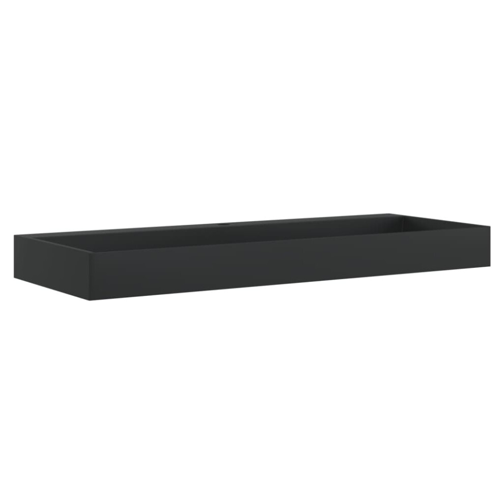 Vidaxl (Black, 120 X 46 X 11 Cm) Wash Basin Vessel Sink Countertop Basin Sink Mineral Cast/Marble Cast