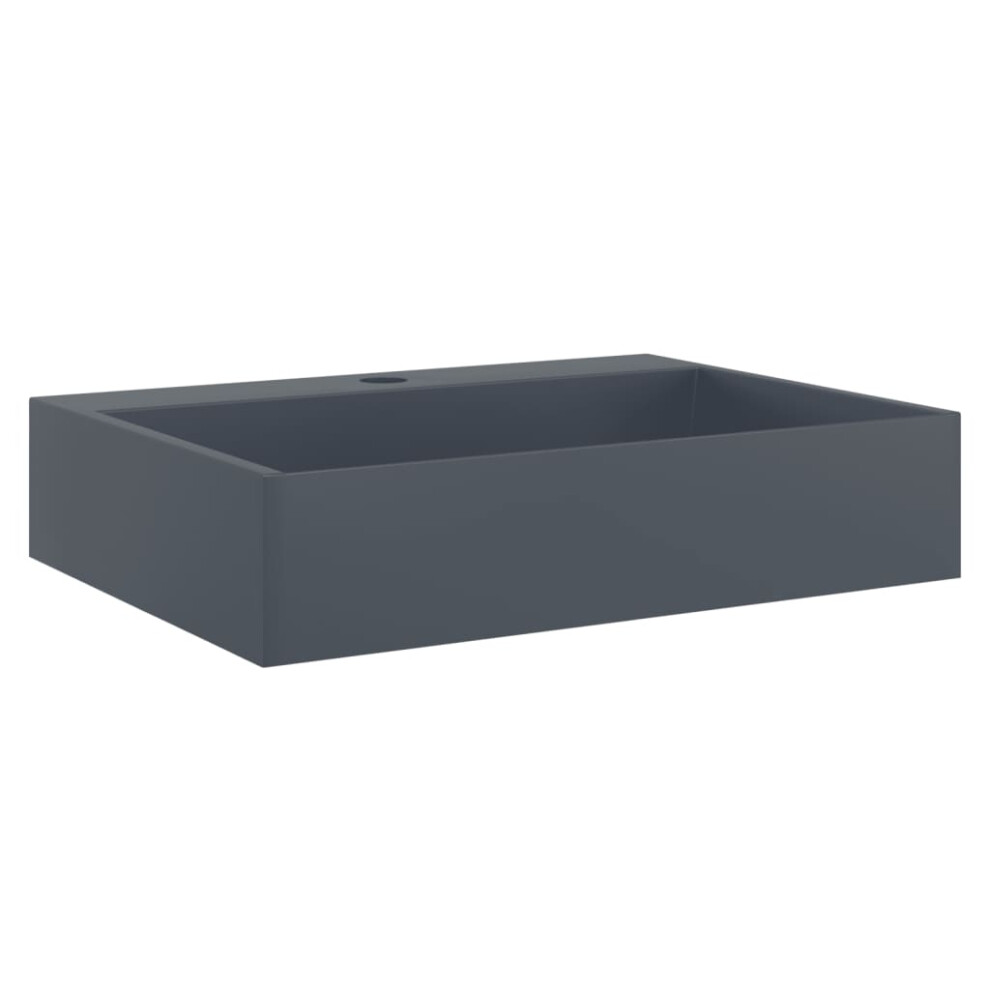 Vidaxl (Anthracite, 50 X 38 X 11 Cm) Wash Basin Vessel Sink Countertop Basin Sink Mineral Cast/Marble Cast