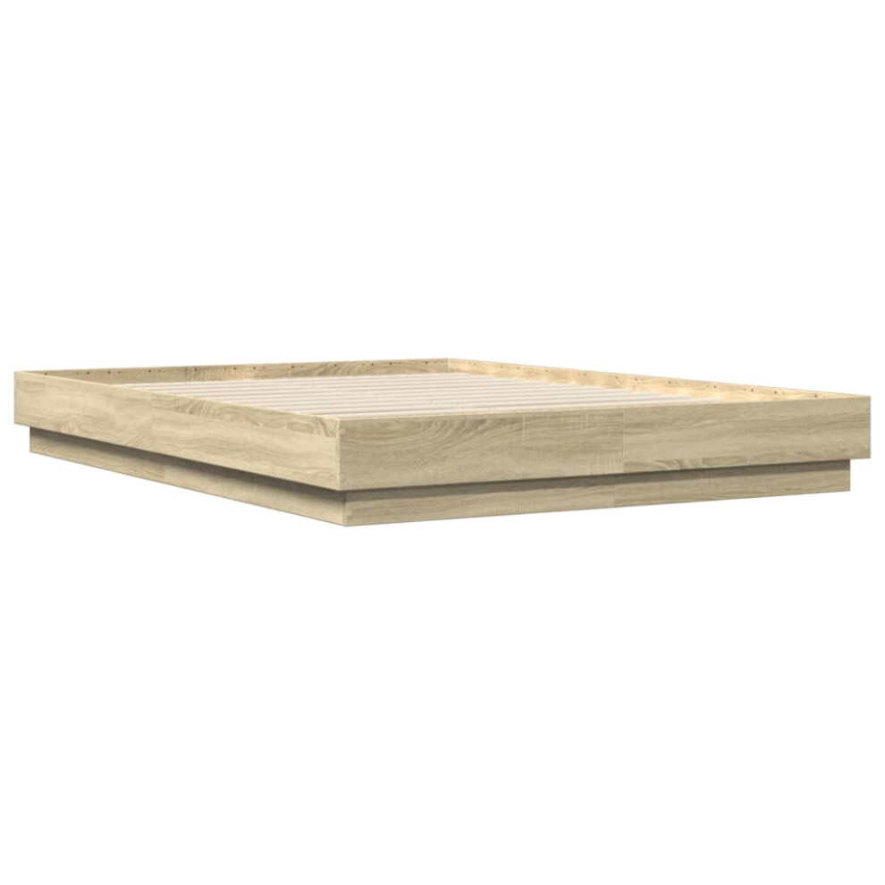 Vidaxl (Sonoma Oak, 160 X 200 Cm) Bed Frame Bedroom Bed Base Bedstead Black 160X200 Cm Engineered Wood