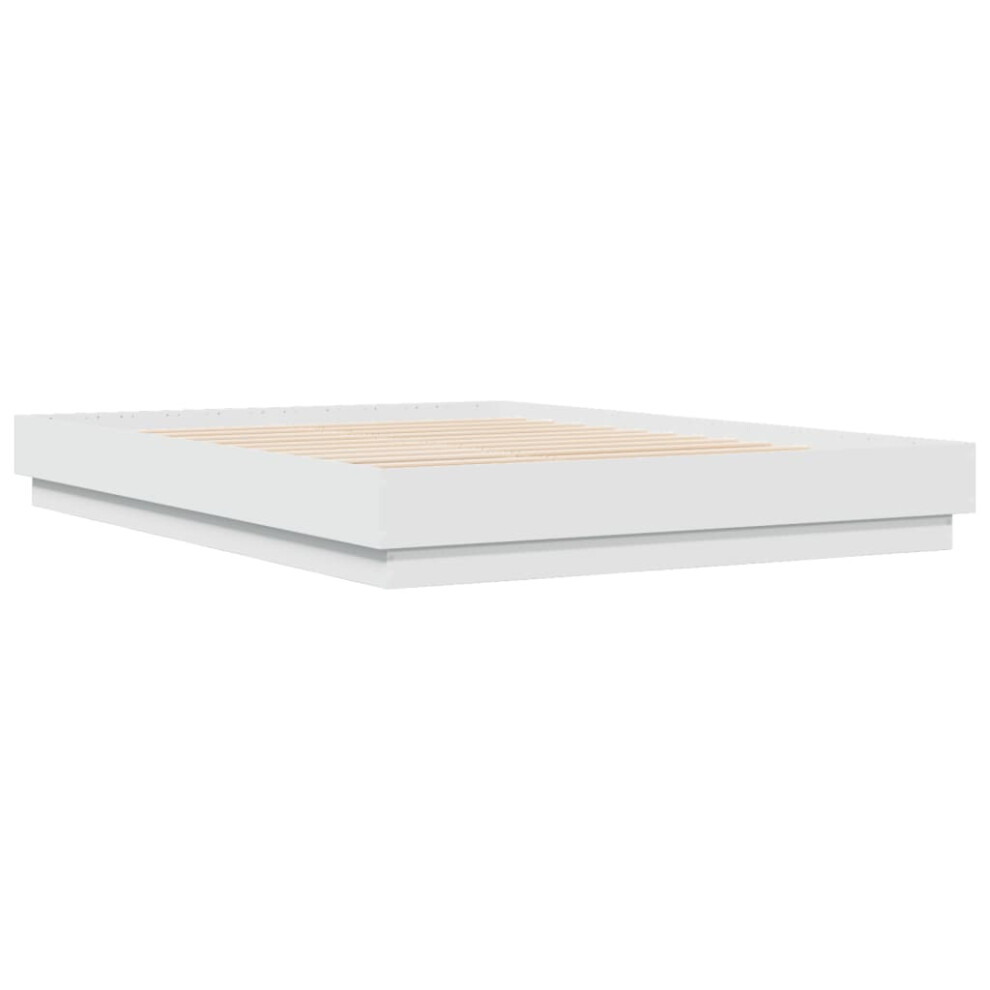 Vidaxl (White, 150 X 200 Cm) Bed Frame Bedroom Bed Base Bedstead Black 160X200 Cm Engineered Wood