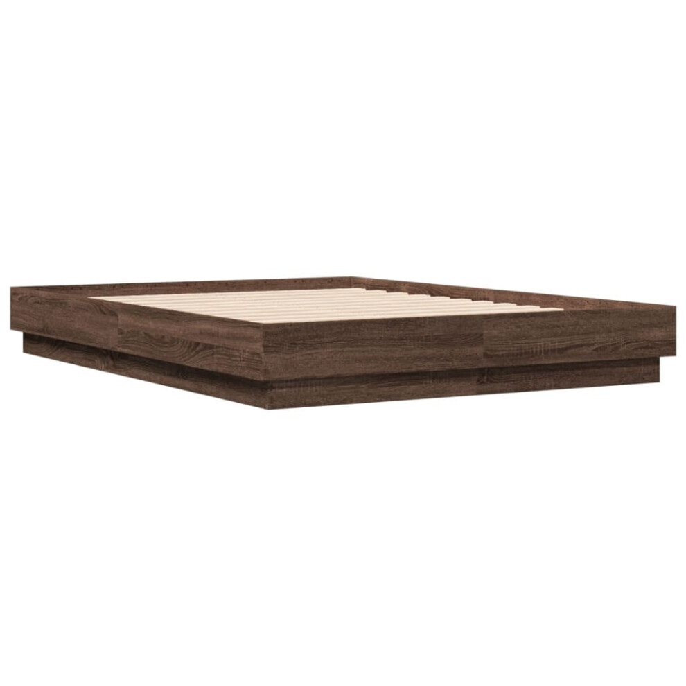 Vidaxl (Brown Oak, 135 X 190 Cm) Bed Frame Bedroom Bed Base Bedstead Black 160X200 Cm Engineered Wood
